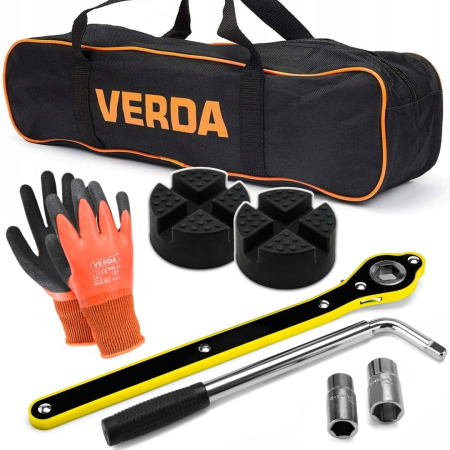 Cric Auto Trapezoidal VERDA SN4576, 2.5 Tone, 100-415 mm, cu Clichet, Cheie Telescopică Roți și Husă [9]