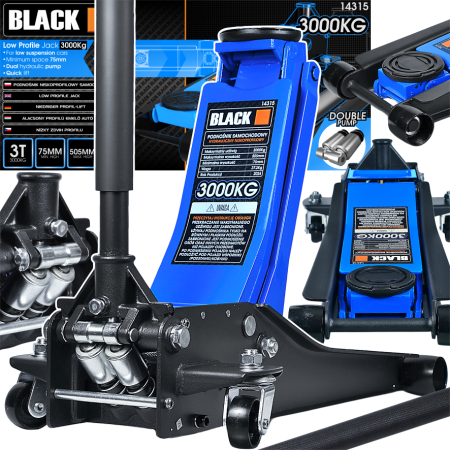 Cric hidraulic 2 pistoane 3TONE, profil redus, 75-505MM, 37kg, cu prelungire petru SUV, masini joase [3]
