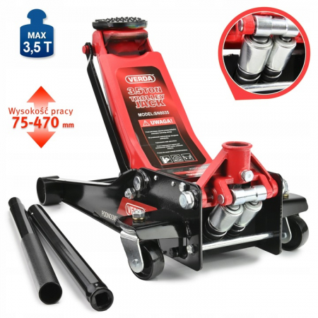 Cric Auto - Cric hidraulic 3.5  tone cu 2 pistoane, profil mic  ridicare rapida SN8035