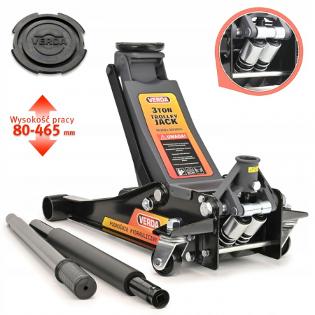 Cric Auto - Cric hidraulic cu profil redus, cu două pistoane 3.0T ridicare rapida SN3065