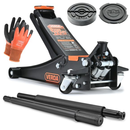 Cric Auto - Cric hidraulic profesional Verda 3T profil redus – 2 pistoane, atelier și garaj