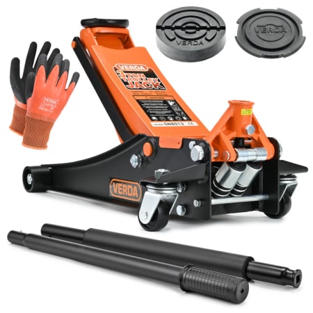 Cric Auto - Cric hidraulic 3Tone profil redus cu 2 pistoane Verda SN8013 –  ridicare sigură pentru mașini cu suspensie joasa si alte autovehicule