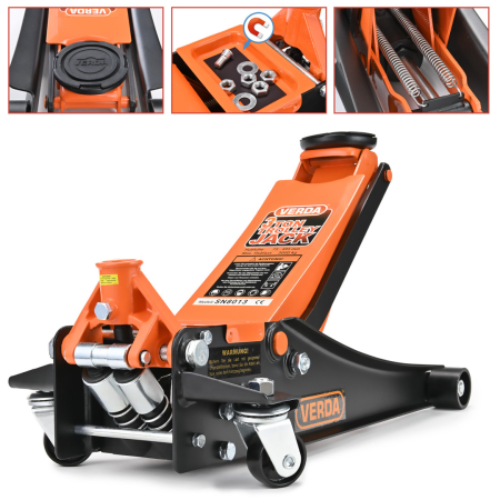 Cric hidraulic 3Tone profil redus cu 2 pistoane Verda SN8013 –  ridicare sigură pentru mașini cu suspensie joasa si alte autovehicule [4]