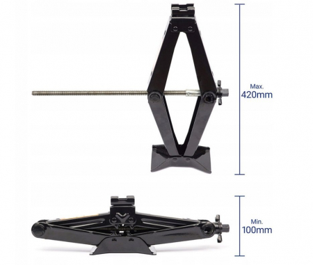 Cric trapezoidal 2T 105-410mm cu clichet si o cheie telescopica pentru roti SN4549 [10]