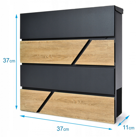 Cutie de scrisori pentru gard antracit si imitatie lemn SN3638 [4]