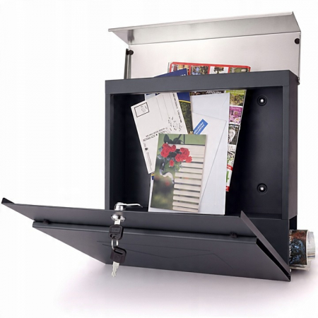 Cutie Postala Antracit cu Suport Ziare – Design Modern pentru Scrisori si Presa, Ideala pentru Casa [3]