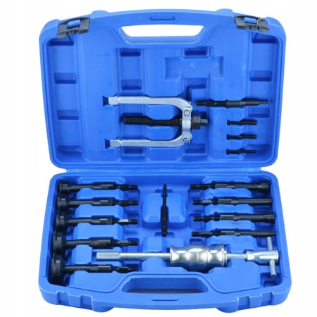 Accesorii atelier - Extractor Universal de Rulmenti cu Ciocan Culisant - Set 16 Piese, Adaptoare 6-56mm, in Geanta de Transport