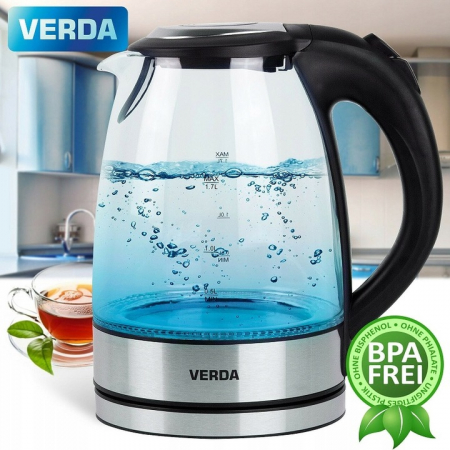 Casa si Gradina - Fierbător ceainic electric din sticlă fără fir perfect pentru cafea, ceai si mancare instant! 1,7 L  2200W  SN0617L