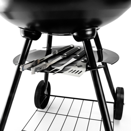 Gratar Rotund de Gradina pe Carbune VERDA 42 cm cu Capac, Cenusar, Roti de Transport + Set Cadou 3 Covoare din Teflon pentru Gatit – Gratar Portabil Premium pentru Curte, Terasa sau Camping [9]