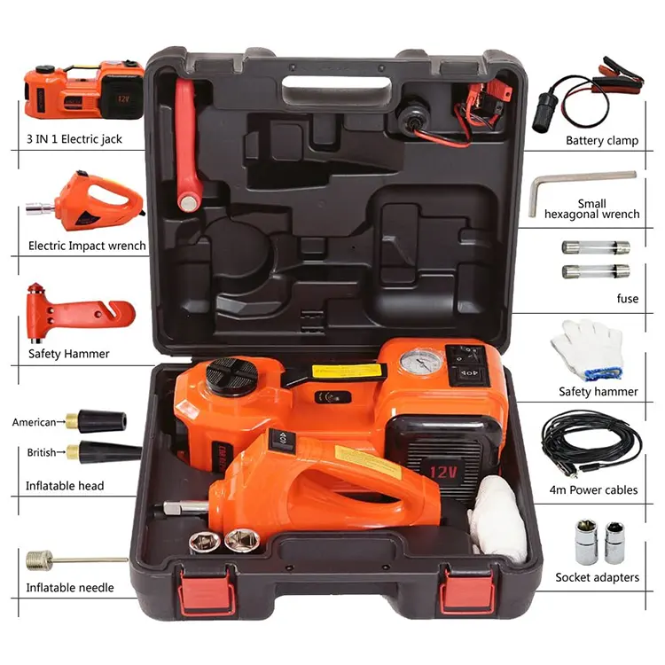 Kit cric electric pentru mașină 12V  5 tone si cheie impact demontare roti [3]