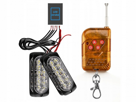 Stroboscoape - Lampa stroboscop 6 LED galben 4 bucati pe set cu telecomanda