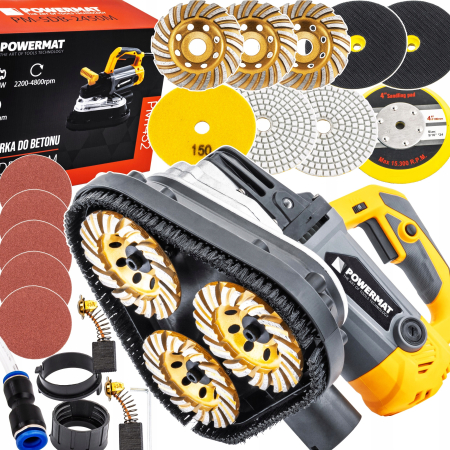 Mașină de șlefuit beton 2450W, 105mm, Reglaj turație, Lucru umed/uscat + Accesorii [1]