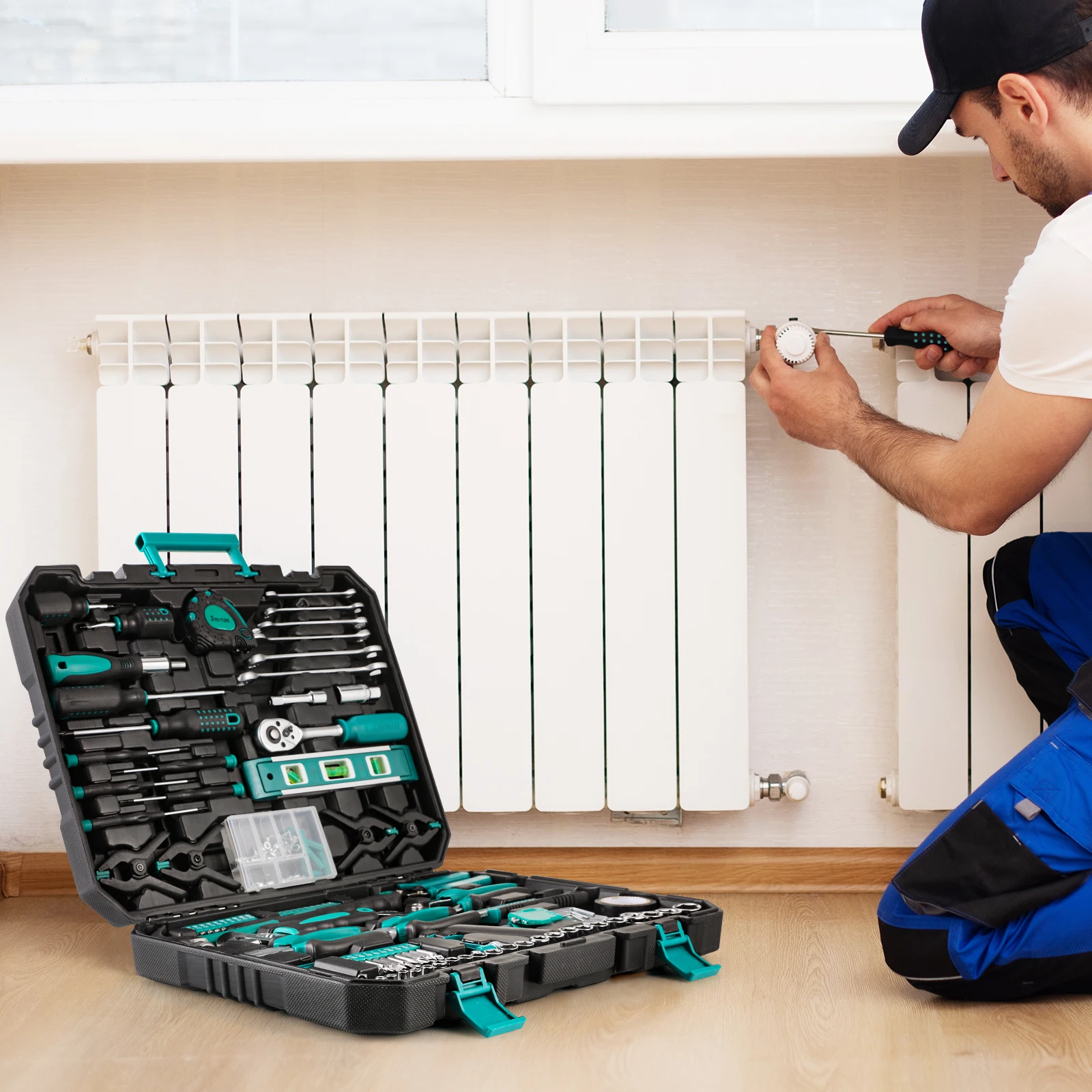 Mega set universal 168 chei clichet, chei tubulare, chei Allen, surubelnite, ciocan, clesti cu varf, set sertizator, ruleta, mini-fierastrau,cleme, banda izolatoare [1]