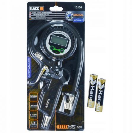 Scule Auto - Pistol cu ​​manometru digital pentru umflat-anvelope 0-15 BAR  Furtun de 45 cm cu aparatoare de cauciuc pentru ceas