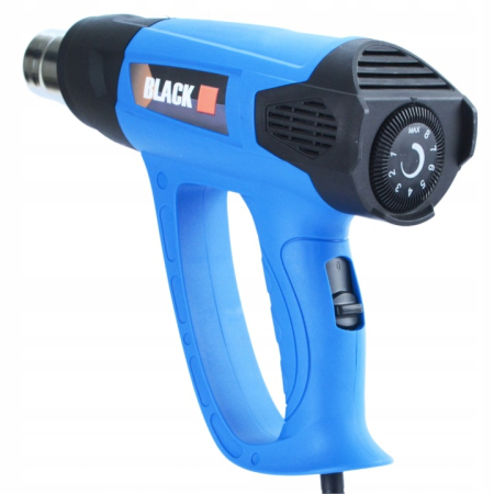 Pistol de Aer Cald Electric BLACK 2000W, Reglaj Fin Termostat 60-600°C, LCD/Reglaj Electronic, 2 Trepte de Debit (250/500 L/min), Include 4 Duze Profesionale, Cod Producator 12440 [2]