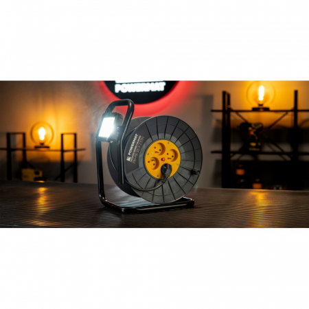 Scule si Unelte - Prelungitor pe tambur cu cablu de 30 metri fir  3X2.5mm +lampa de lucru cu led 20W