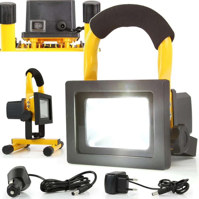 Casa si Gradina - Proiector LED 10W Portabil cu Acumulator si Suport - Iluminare Mobila si Eficienta