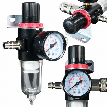 Electrice Auto - Reductor de presiune filtru de aer separator umiditate pentru compresor cu 2 cuple rapide 1/4"