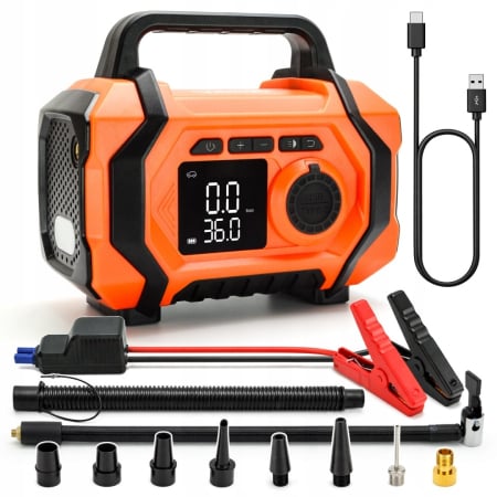 Redresoare si Robot Pornire - Robot de Pornire 4-în-1: Jump Starter 6000A + Compresor Digital + Powerbank + Lanternă LED  SN6014