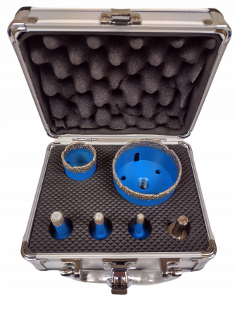 Taiat gresie si fainta - Set 5 carote diamantate de la  M14  6 - 68 mm + adaptor