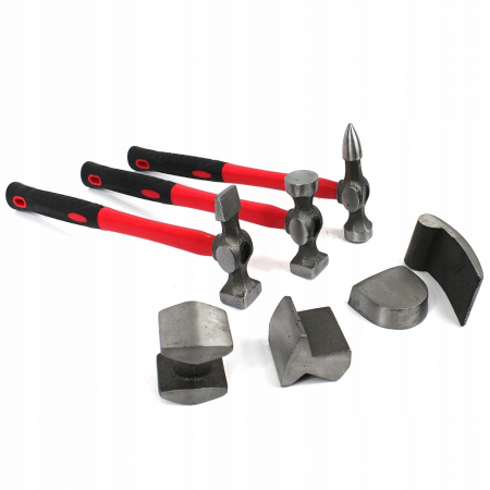 Accesorii atelier - Set ciocane și nicovală de îndreptat caroserie auto, 7 piese