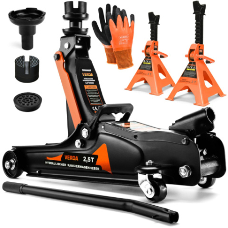 Scule si Unelte - Set Cric hidraulic de 2,5 tone + doua suporturi cu o capacitate de ridicare de 3T