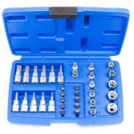 Scule si Unelte - Set de 34 tubulare chei torx din otel CrV, in cutie de depozitare SN1834
