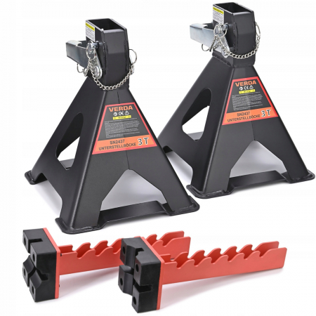 Set de doua suporturi auto cu o capacitate de ridicare de 3 tone, echipate cu cauciuc de protectie si blocare de siguranta  SN2437 [4]