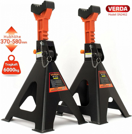 Set doi suporti cu o capacitate de 6 tone cu stift de blocare si cauciuc de protectie  385 - 600 mm   SN2462 [1]