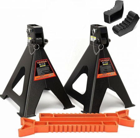 Set doi suporti cu o capacitate de 6 tone cu stift de blocare si cauciuc de protectie  385 - 600 mm   SN2462 [6]