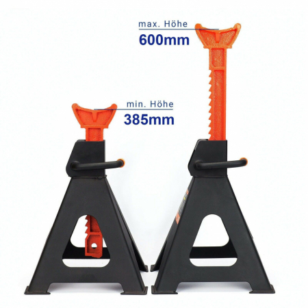 Set doi suporti cu o capacitate de 6 tone cu stift de blocare si cauciuc de protectie  385 - 600 mm   SN2462 [2]