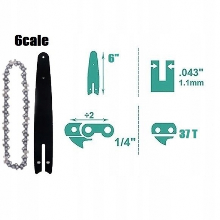 Set  lama drujba plus 2 lanturi  6", 1/4"   15.24 cm lungime [2]