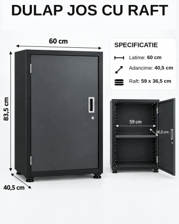 Set Mobilier Atelier Modular Black 260cm - Dulapuri, Rafturi, Blat de Lucru si Panou Perforat [5]