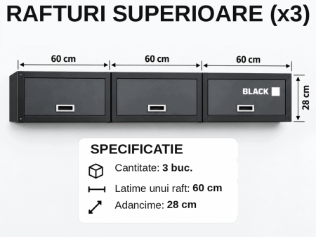 Set Mobilier Atelier Modular Black 260cm - Dulapuri, Rafturi, Blat de Lucru si Panou Perforat [10]