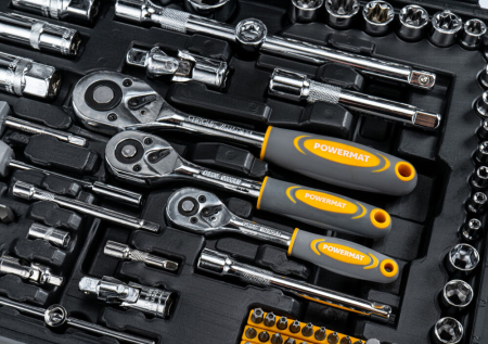 Set Profesional de Chei Tubulare si Combinate Powermat , 216 Piese, Otel CrV, Clichete 1/2, 3/8 si 1/4, Valiza cu Inchizatori Metalice [9]