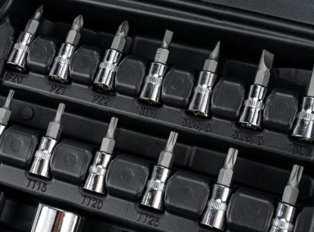 Set Profesional de Chei Tubulare si Combinate Powermat , 216 Piese, Otel CrV, Clichete 1/2, 3/8 si 1/4, Valiza cu Inchizatori Metalice [1]