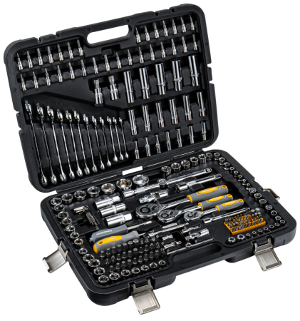 Scule si Unelte - Set Profesional de Chei Tubulare si Combinate Powermat , 216 Piese, Otel CrV, Clichete 1/2, 3/8 si 1/4, Valiza cu Inchizatori Metalice
