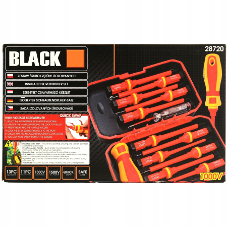 Set Surubelnite Izolate Profesionale VDE, 13 Piese, 1000V, Negru, cu Schimbare Rapida QUICK SWAP si Trusa Compacta [2]