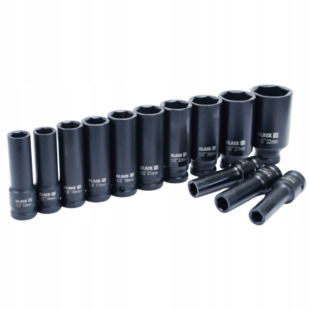 Set Tubulare de Impact Black 1/2", Hexagonale, 10-32mm, 13 Piese, cu Valiza [2]