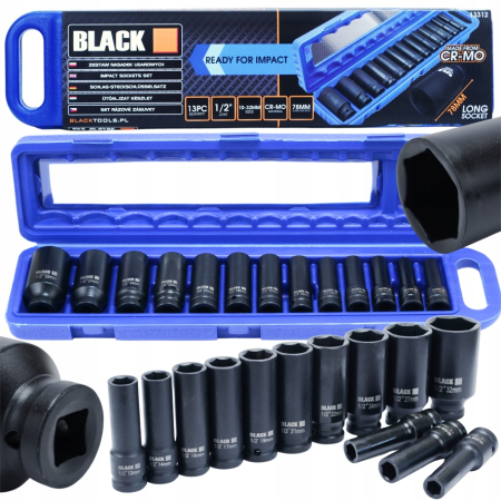 Set Tubulare de Impact Black 1/2", Hexagonale, 10-32mm, 13 Piese, cu Valiza [3]
