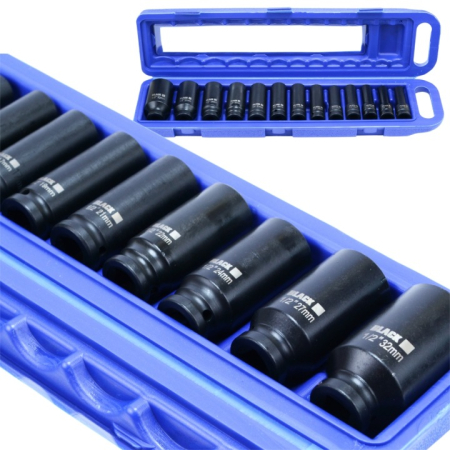 Set Tubulare de Impact Black 1/2", Hexagonale, 10-32mm, 13 Piese, cu Valiza [4]