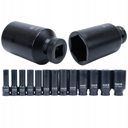 Scule & Atelier - Set Tubulare de Impact Black 1/2", Hexagonale, 10-32mm, 13 Piese, cu Valiza
