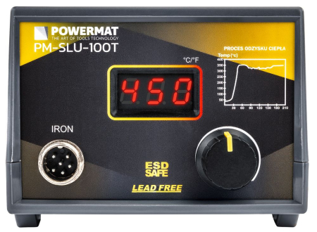 Stație de lipit Powermat 100W, control digital temperatură 200–480°C, afișaj LED, protecție ESD [17]