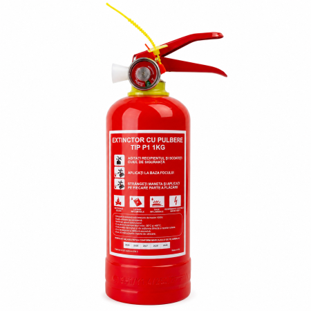 Siguranta rutiera - Stingător Auto 1kg Pulbere ABC cu Manometru (Ceas), Tip P1 BETA-L, Fabricație aprilie2026