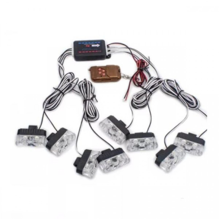 Stroboscoape - Stroboscoape auto galbene cu telecomanda 8 segmente cu prindere in grila 12V
