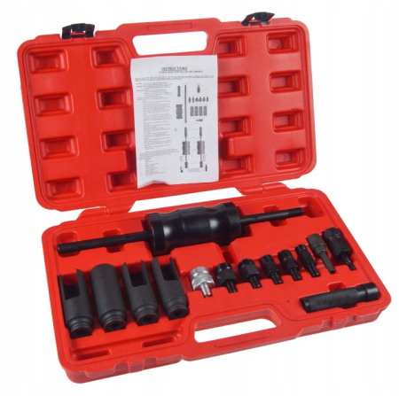 Trusa Extractoare Injectoare Inertiale Common Rail BLACK, Ciocan Culisant 3.6 kg, 7 Adaptoare Delphi, Bosch, Denso, Siemens, 4 Tubulare Speciale CRV, Articulatie Sferica, Cod Producator 14044 [2]