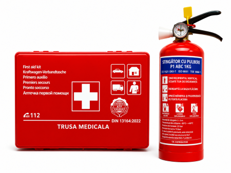 Diverse Auto - Trusa medicala auto si stingator de incendiu pentru siguranta rutiera  Conform Legislatiei Valabilitate 2031
