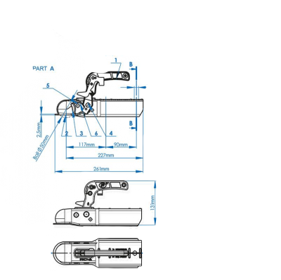 Cupla Remorca 750kg Ax Patrat 70x70 Mm