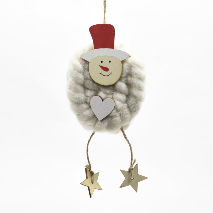 Decoratiune din lemn si lana, accesorii Craciun 23 x 10 cm [1]