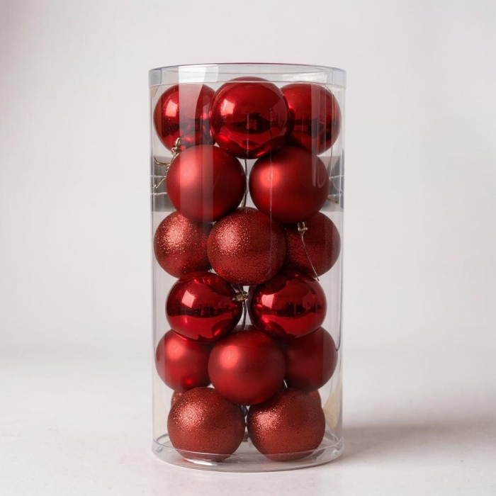 Globuri Craciun Rosii - Set 24 - 8 cm [1]